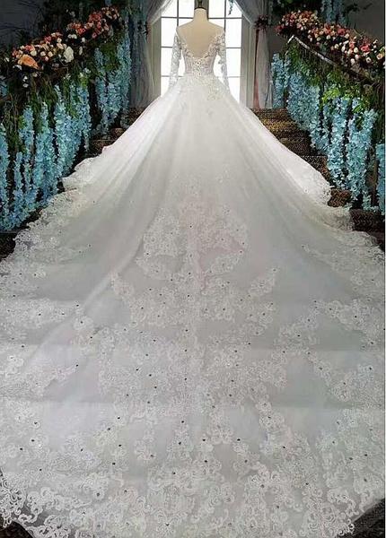 Lace Appliques & Beadings Tulle Bateau A-line Wedding Dress Sassymyprom Lace Appliques & Beadings Tulle Bateau A-line Wedding Dress Sassymyprom