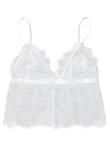 White Scalloped Cropped Lace Tank Top