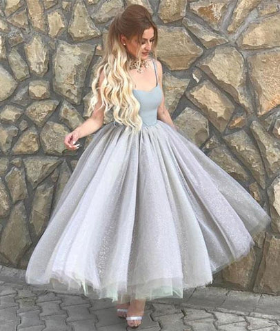Sweetheart Ball Gown Tulle Tea Length Prom Dress