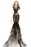 Illusion-neck Mermaid Evening Pageant Dress