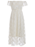 Off Shoulder Ruffle Lace Wedding Dress