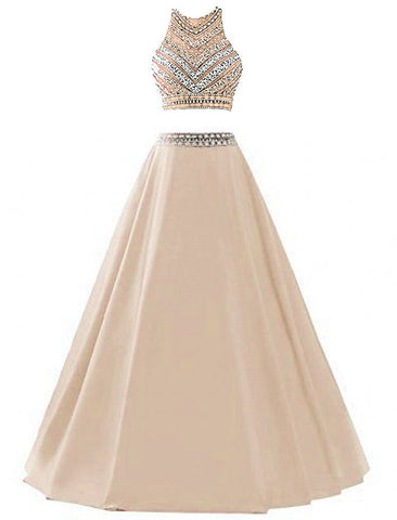 Satin Sequined Prom Dresse