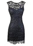 Chic Lace Bateau Neckline Short Sheath Homecoming Dress
