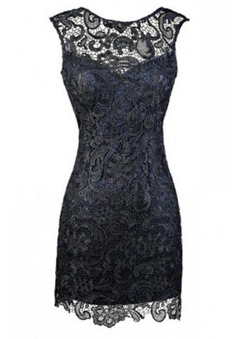 Chic Lace Bateau Neckline Short Sheath Homecoming Dress