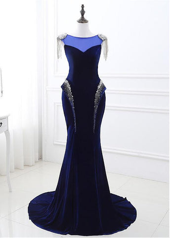 Cap Sleeves Mermaid Evening Dresses With Beadings