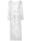 White Flare Sleeve Sheer Lace Maxi Dres