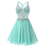 Women's Short/Mini Halter A Line/Princess Homecoming Dresses Beaded Bodice