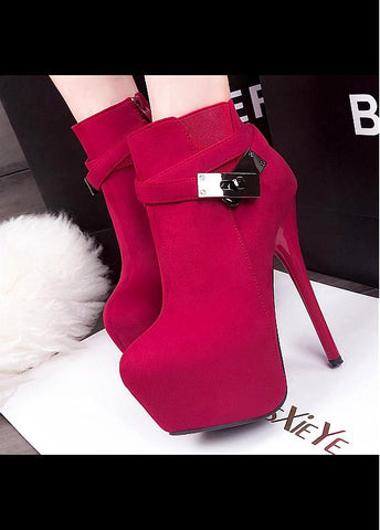 Marvelous Suede Upper Round Toe Stiletto Heels Party Shoes