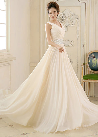 Elegant Chiffon V-neck A-line Prom Dress