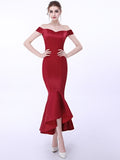 Sheath Off-the-Shoulder Pick-Ups Asymmetry Evening Dress
