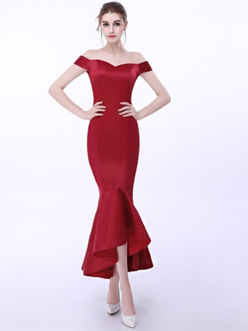 Sheath Off-the-Shoulder Pick-Ups Asymmetry Evening Dress