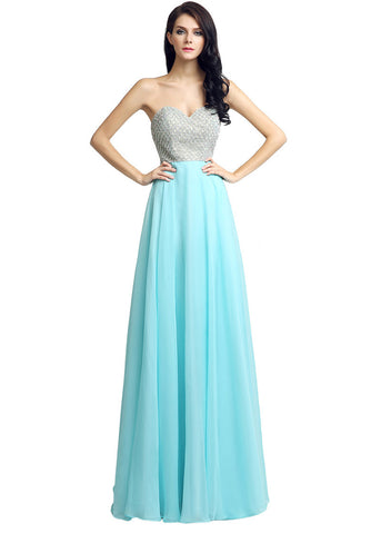Stunning Chiffon Sweetheart Neckline A-Line Prom Dresses With Rhinestones