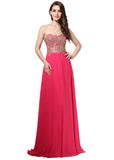 Delicate Chiffon Sweetheart Neckline Natural Waistline A-line Prom Dresses With Hot Fix