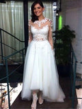 Open Back Sleeveless Tulle Wedding Dresses