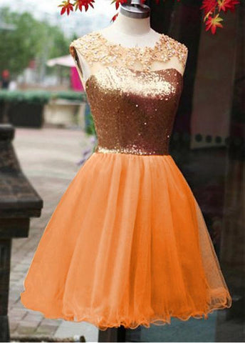 Graceful Tulle & Sequin Lace Jewel Neckline A-Line Homecoming Dresses With Lace Appliques