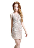 Amazing Lace Bateau Neckline Short-length Sheath Cocktail Dresses With Beadings
