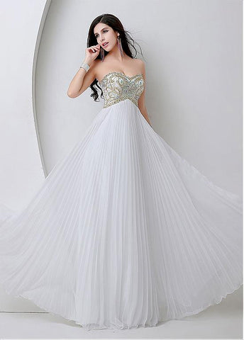 White Bling Tulle Sweetheart Necklien A-Line Prom Dresses With Beadings