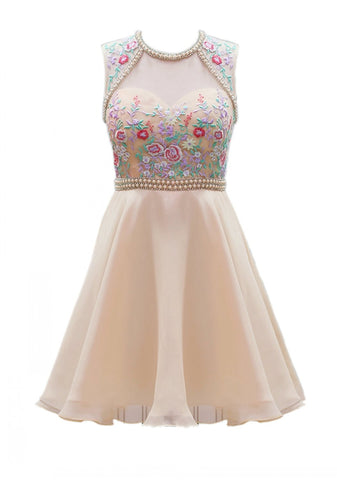 Homecoming Dress Prom Gowns Chiffon Backless Beaded 2017