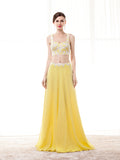 Spaghetti Straps Chiffon Two Piece Prom Dress