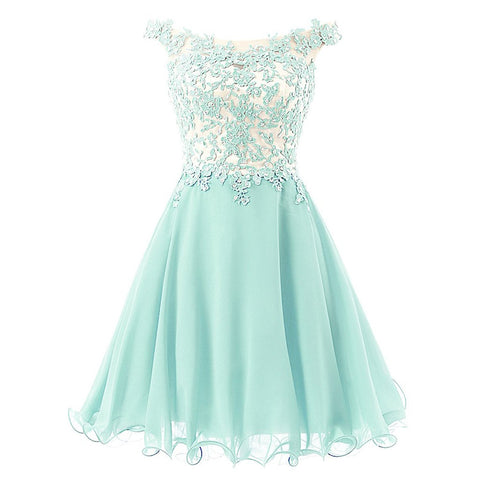 Straps Lace Bodice Short Prom Gown Homecoming Party Dress