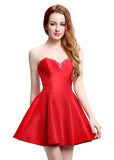 Elegant Taffeta Sweetheart Neckline Mini-length A-Line Homecoming Dresses With Beadings