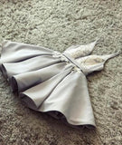 Sexy Gray v Neck Lace Applique Short Prom Homecoming Dress