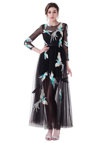 Ankle-length Prom Dresses With Embroidery