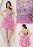 Attractive Organza Sweetheart Neckline Short Ball Gown Homecoming Dresses With Beadings