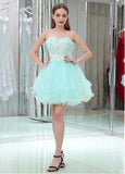 Tulle Sweetheart Neckline Short Length Homecoming Dresses With Beaded Lace Appliques
