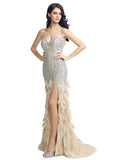 Brilliant Tulle Sweetheart Neckline Floor-length A-line Evening Dresses With Slit