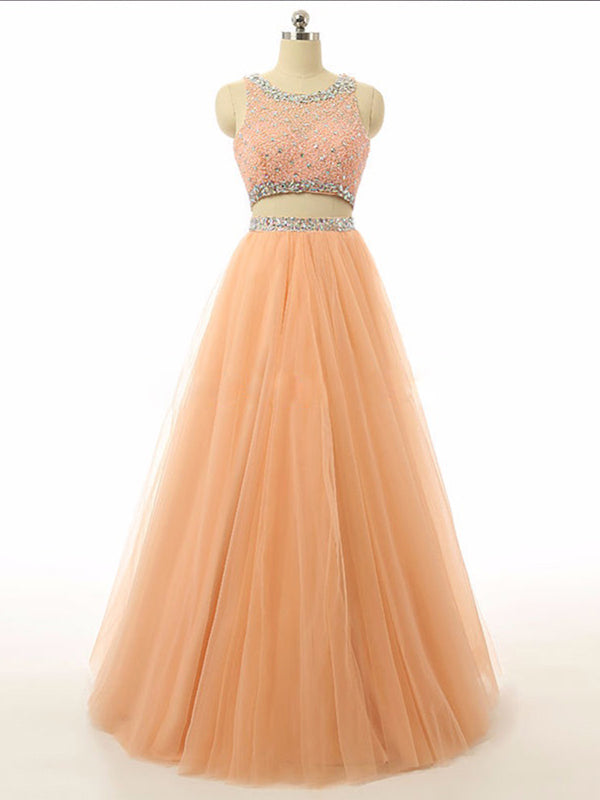 peach two piece prom dress Peach Two Pieces Homecoming Dress - Short Beaded Junior Prom Dress