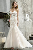 Trumpet Lace See Through Sleeveless Mermaid Wedding Dress