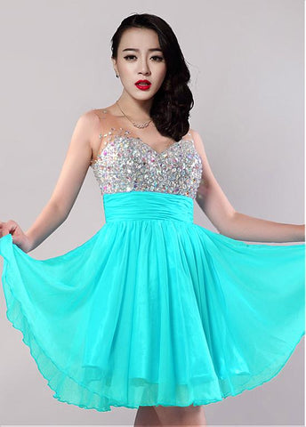 Blue A-line Homecoming Dress