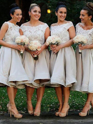 Elastic Woven Satin Knee-Length Bridesmaid Dress