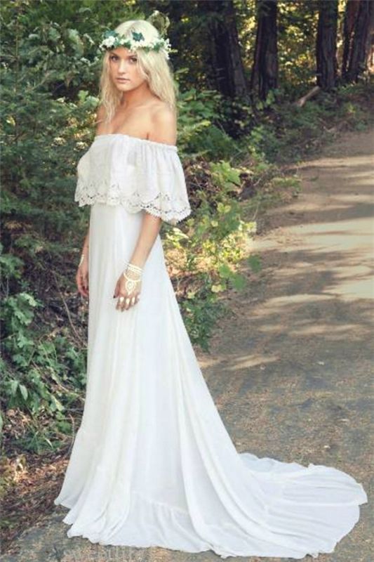 Bohemian Off The Shoulder Boho Sexy Cheap Beach Wedding Dress – Sassymyprom Bohemian Off The Shoulder Boho Sexy Cheap Beach Wedding Dress – Sassymyprom