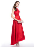 Red Graceful Taffeta Bateau Neckline Hi-lo A-line Homecoming Dresses