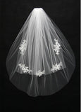 Two-layer Wedding Veil With Lace Appliques