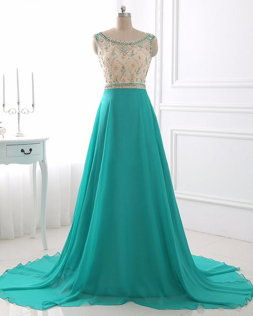 A Line Prom Dresses 2017 Chiffon Evening Dress Illusion Sparkly Beading Bodice – Sassymyprom A Line Prom Dresses 2017 Chiffon Evening Dress Illusion Sparkly Beading Bodice – Sassymyprom