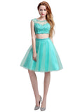 Delicate Tulle Bateau Neckline Knee-length A-line Homecoming Dresses With Beadings