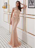 High Collar Sexy Beading Mermaid Evening Dress