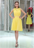 Chiffon Jewel Neckline Short Length A-line Homecoming Dresses With Beadings