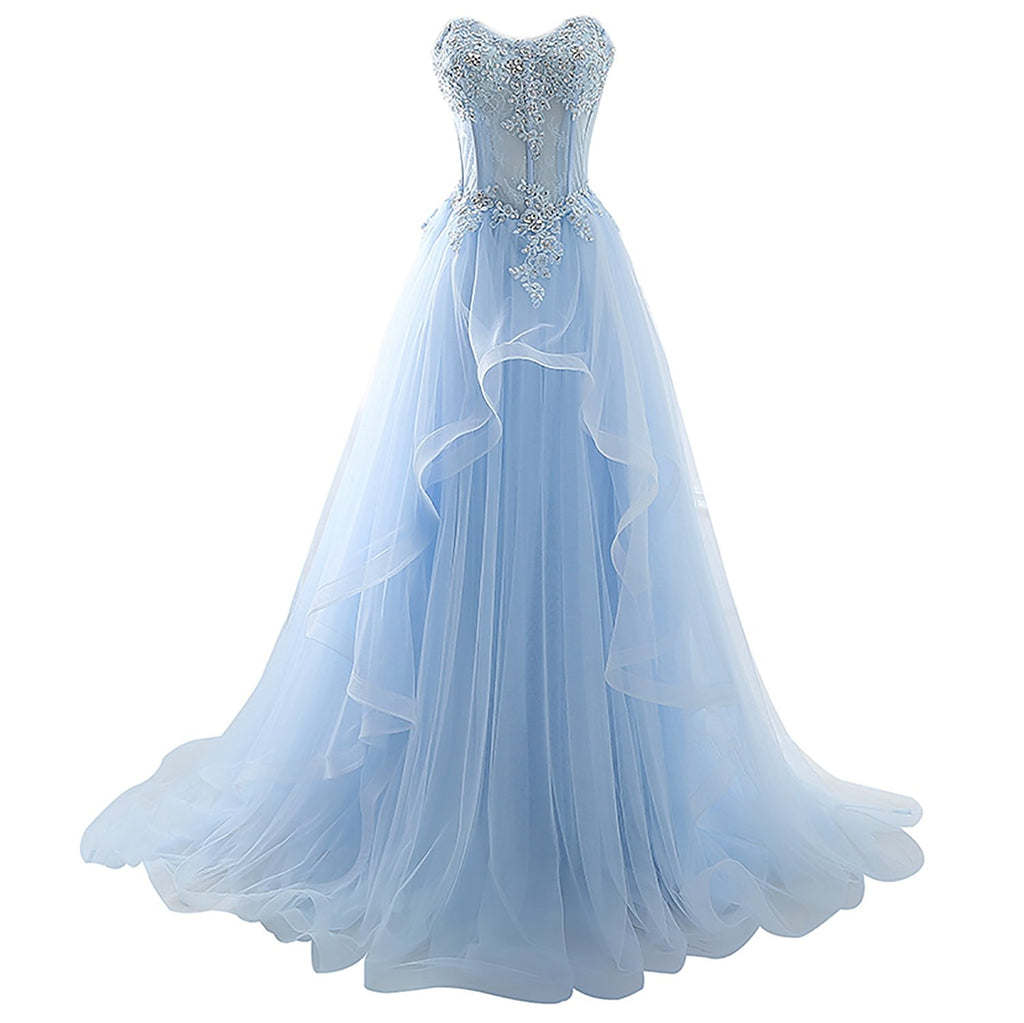 Ice Blue Lace Up Prom Dress Ice Blue Lace Up Prom Dress