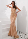 Beading Tulle & Spandex Jewel Floor-length Mermaid Evening Dress