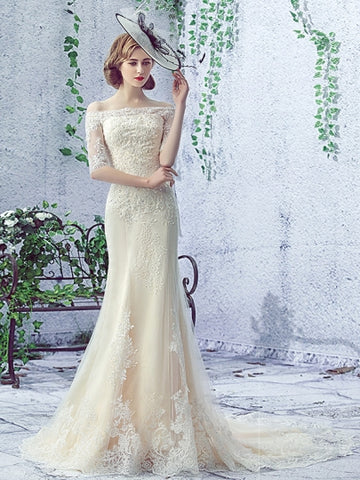 Off-The-Shoulder Appliques Mermaid Wedding Dress