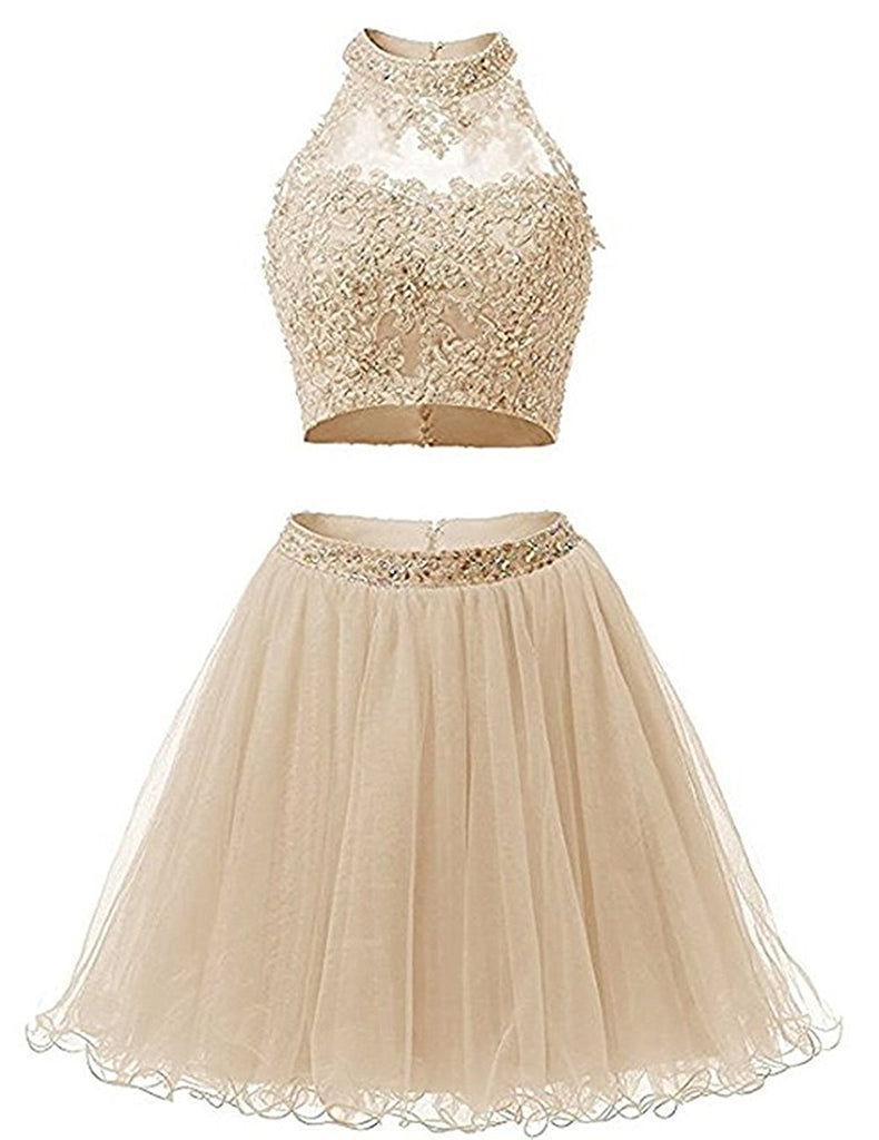 Two Piece Lace Bodice Short Homecoming Dresses US10 / As The Pictures Two Piece Lace Bodice Short Homecoming Dresses US10 / As The Pictures