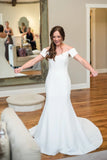 Off-the-shoulder Satin Fit & Flare Mermaid Bridal Wedding Dress