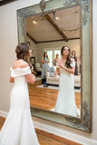 Off-the-shoulder Satin Fit & Flare Mermaid Bridal Wedding Dress