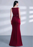 Cotton V-neck Beadings Long Mermaid Evening Dress