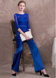 Jumpsuit Acetate Royal Satin & Lace Jewel Evening Dress