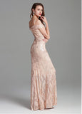 Spaghetti Straps Sheath/Column Embroidery Sequins Lace Prom Dress